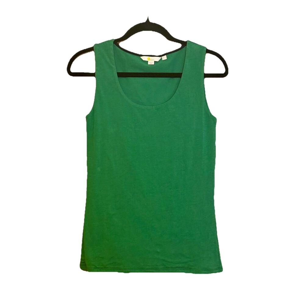 Boden Essential Scoop Neck Tank Top, Green Cotton Women's US 6